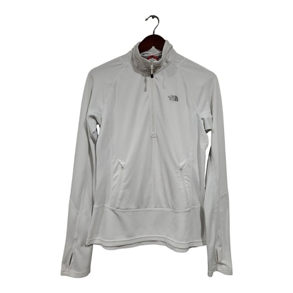 The North Face White 1/4 Zip Mock Neck Long-Sleeved Pullover Sweatshirt Sz M